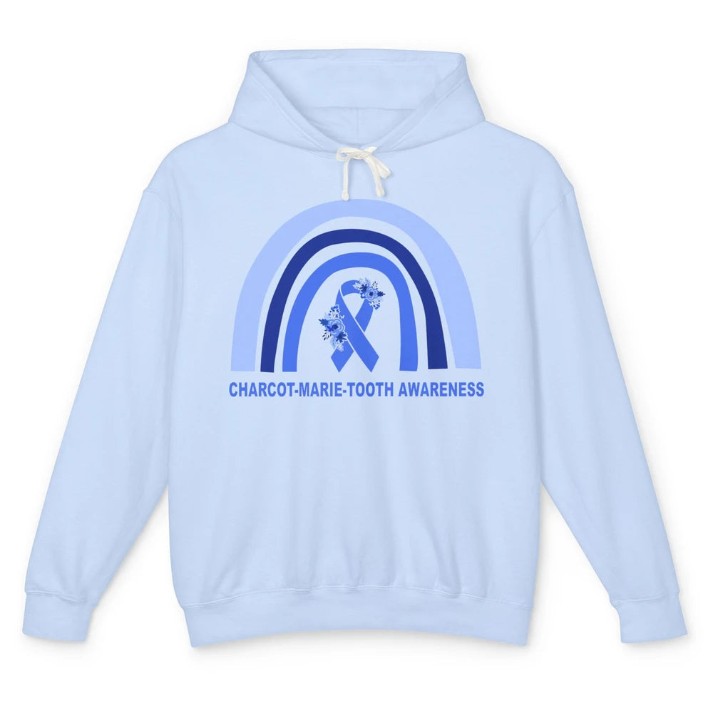 Charcot-marie-tooth Disease Awareness Floral Blue Rainbow Unisex Lightweight Hoodie