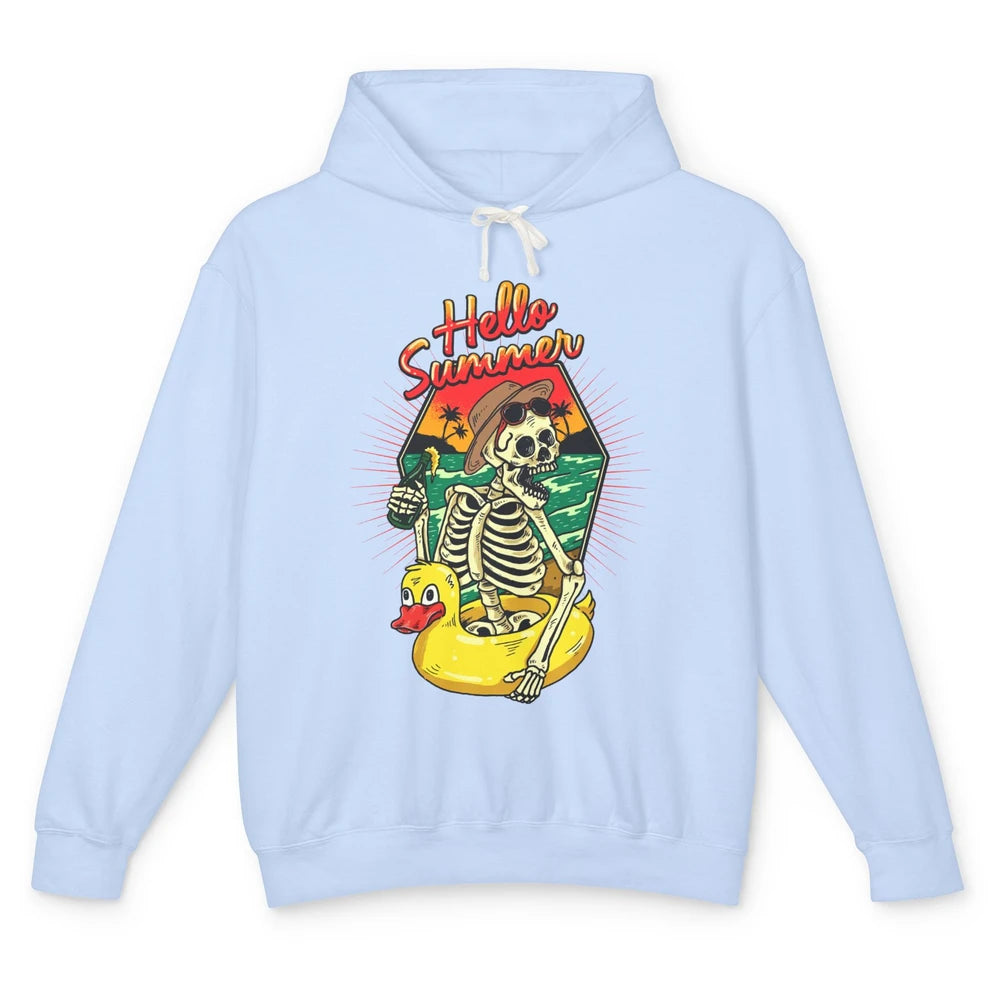 Summer Vibes Skeleton Funny Skeleton On Beach Sunset Unisex Lightweight Hoodie