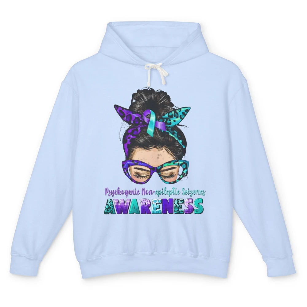 Psychogenic Non-epileptic Seizures PNES Ribbon Messy Bun Mom Unisex Lightweight Hoodie