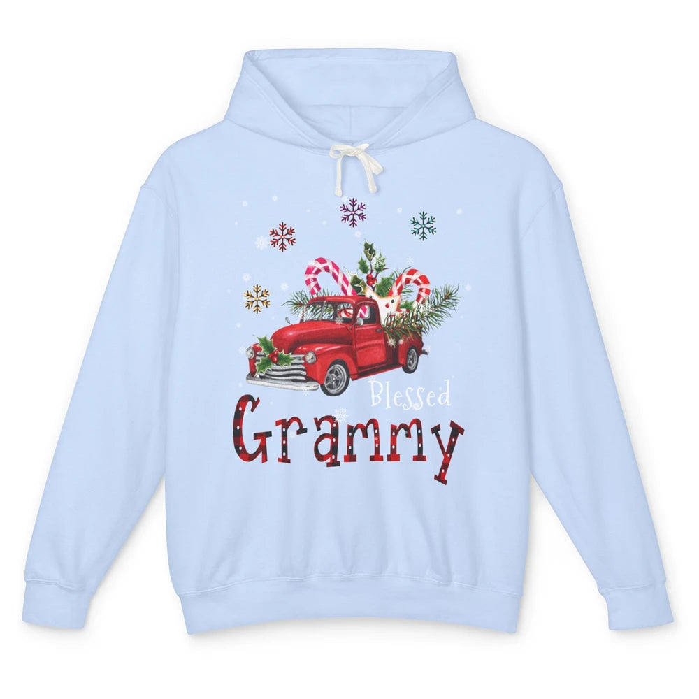 Merry Christmas Blessed Grammy Red Truck Xmas Grandma Retro Unisex Lightweight Hoodie