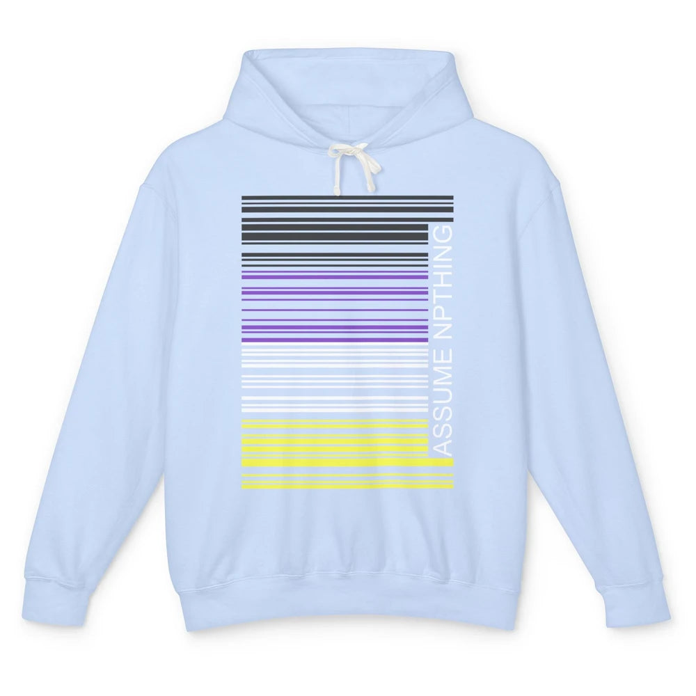 Assume Nothing Barcode Non Binary Genderqueer Pride Month Unisex Lightweight Hoodie