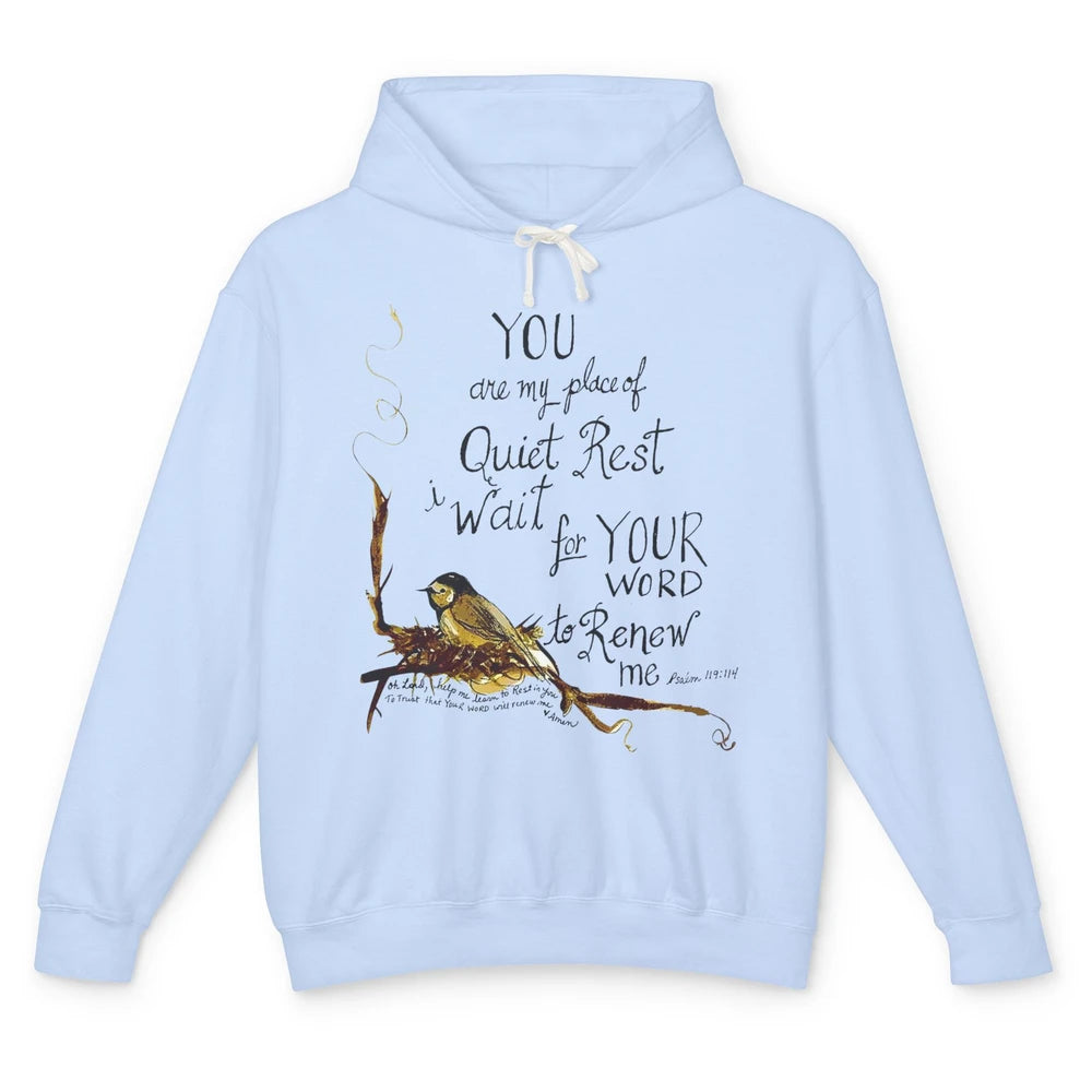 Christian Birds You're Place Of Rest Bible Verse Religious Unisex Lightweight Hoodie