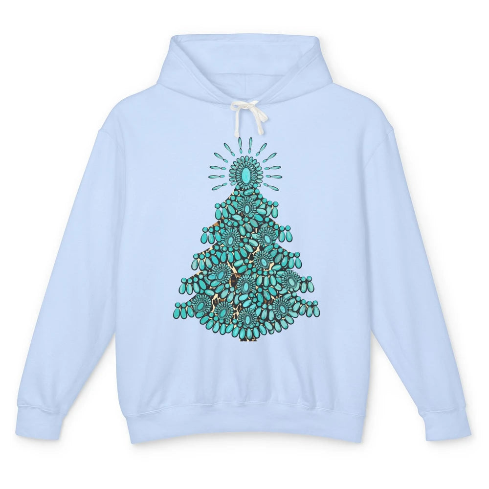 Turquoise Christmas Tree Western Christmas Country Farm Unisex Lightweight Hoodie