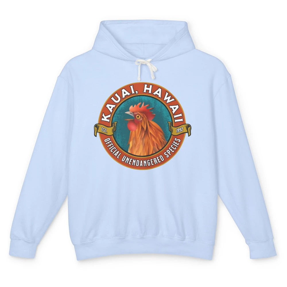 Funny Chicken Rooster Kauai Hawaii Unendangered Species Unisex Lightweight Hoodie