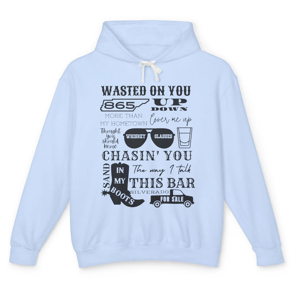 Retro Sands In My Boots Wasted On You Western Country Music Unisex Lightweight Hoodie