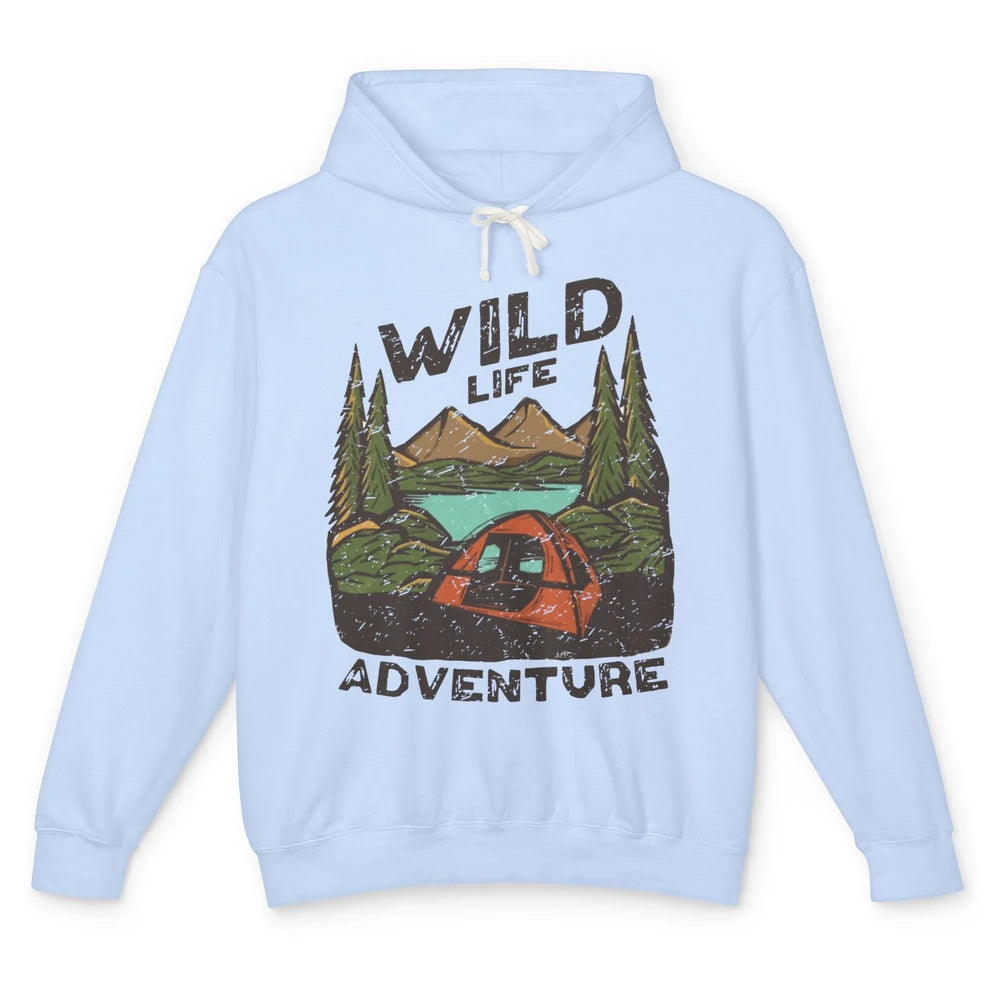 Wild Life Adventure Camping Mountain Wilderness Campfire Unisex Lightweight Hoodie