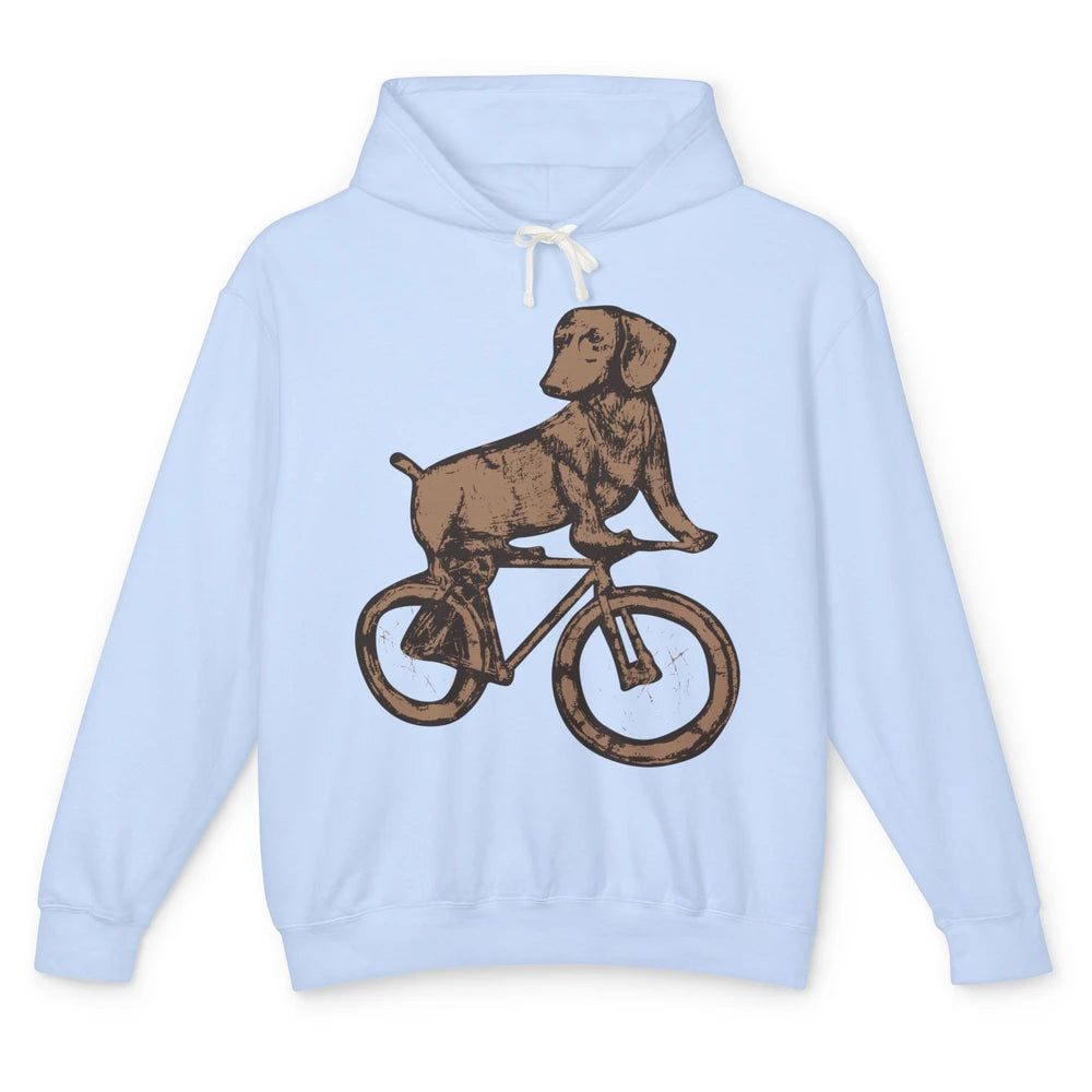 Dachshund On A Bike Funny Dachshund Bicycle Lovers Gift Unisex Lightweight Hoodie