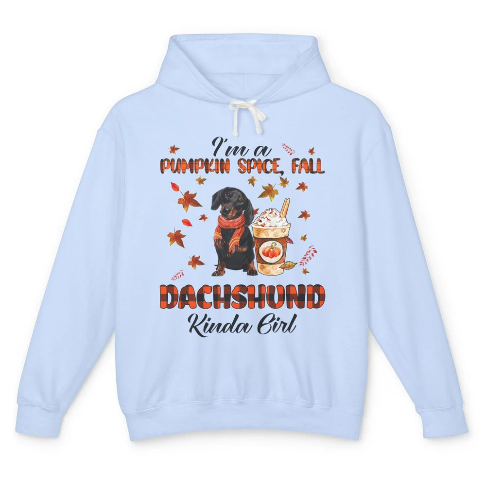 I'm A Pumpkin Spice Fall And Dachshund Kinda Girl Fall Leave Unisex Lightweight Hoodie