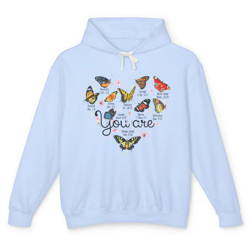 You Are Beautiful Bible Verse Butterfly Christian Jesus God Unisex Lightweight Hoodie