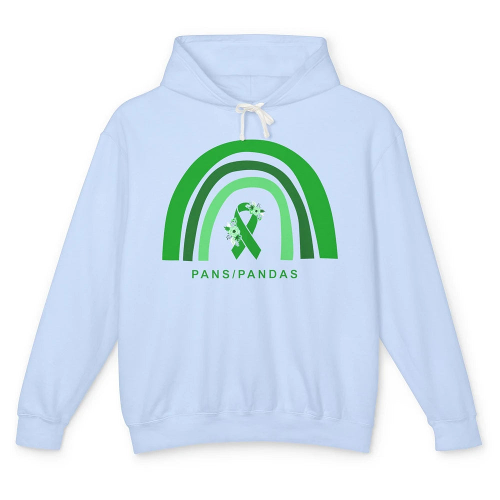 PANS/PANDAS Awareness Floral Green Ribbon Rainbow Pans Unisex Lightweight Hoodie