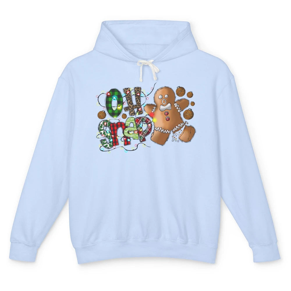 Funny Gingerbread Broken Oh Snap Western Christmas Leopard Unisex Lightweight Hoodie