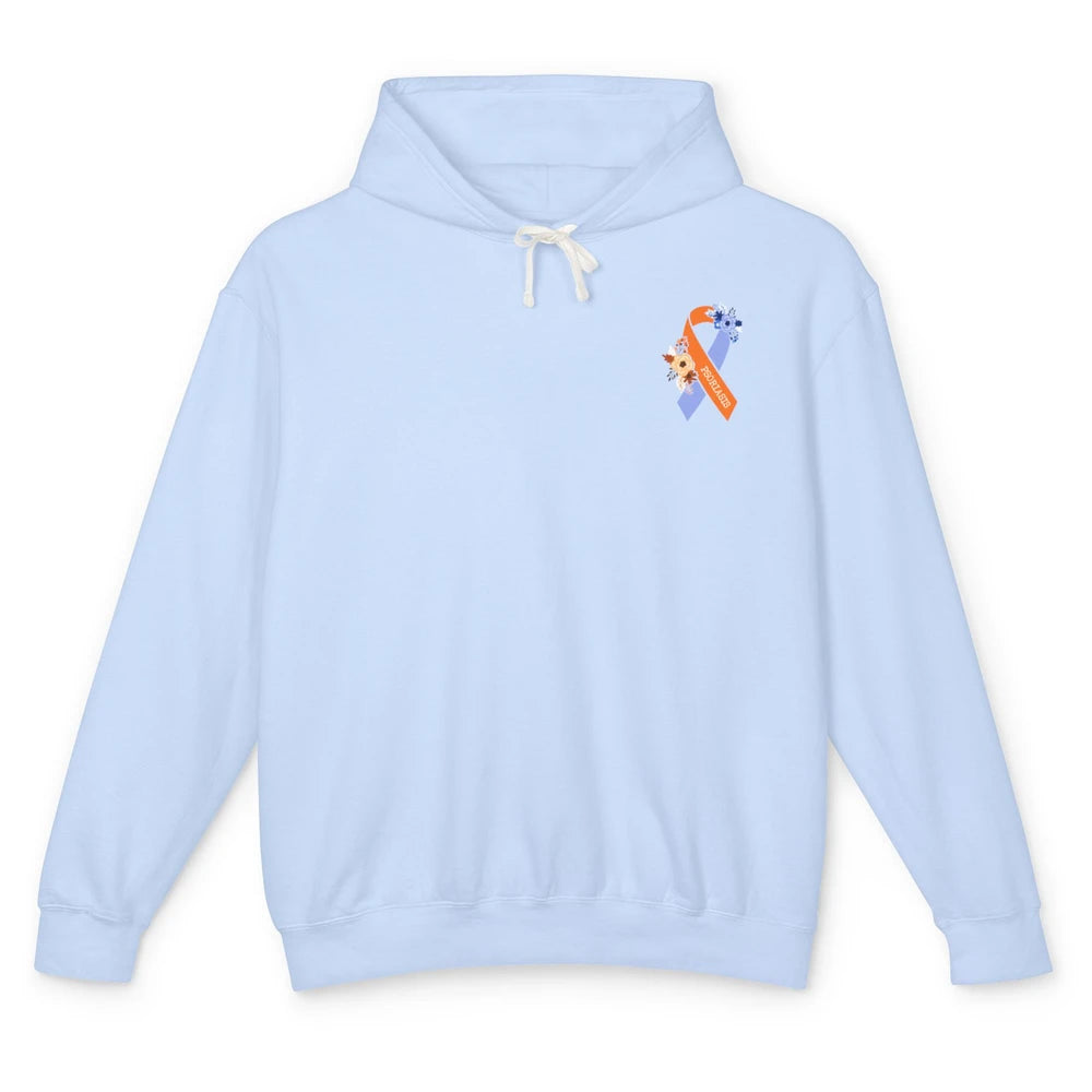 Psoriasis Awareness Floral Ribbon Rainbow Skin Diseases Unisex Lightweight Hoodie