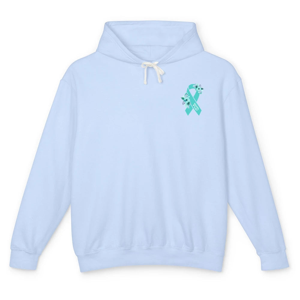 Vocal Cord Dysfunction Awareness Floral Teal Ribbon Rainbow Unisex Lightweight Hoodie