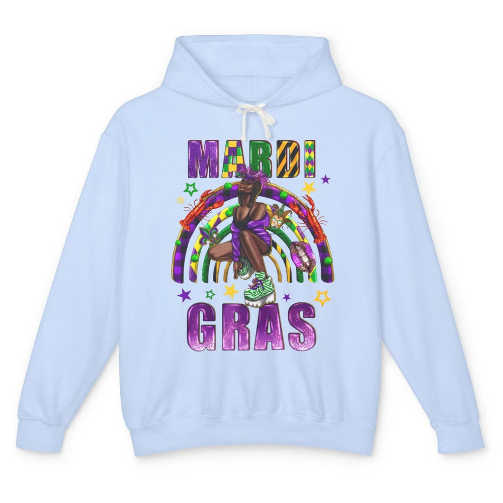 Mardi Gras Afro Woman Fat Tuesday New Orleans Carnivals Unisex Lightweight Hoodie