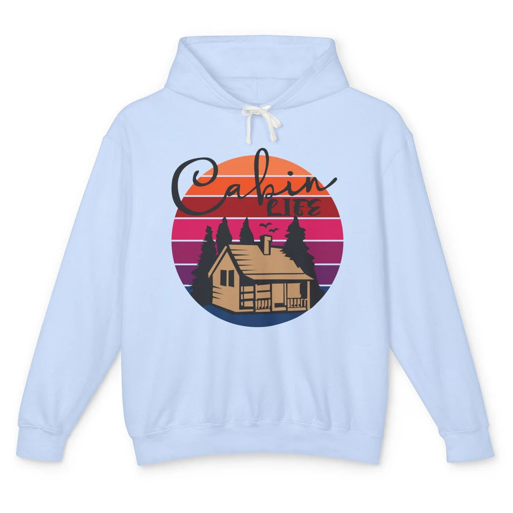 Cabin Life Vintage Cabin Camping Northern Lakes Outdoor Life Unisex Lightweight Hoodie