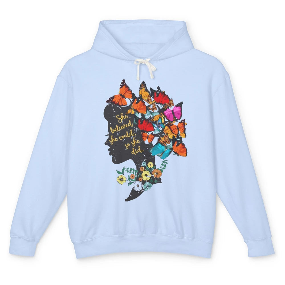 Floral Women Butterfly Inspirational Saying Mental Health Unisex Lightweight Hoodie