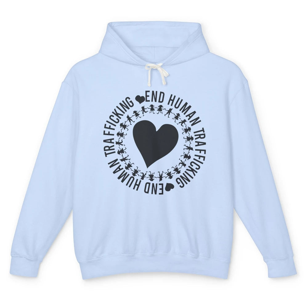 Save Our Children End Human Trafficking Awareness Heart Unisex Lightweight Hoodie