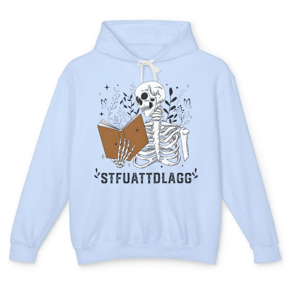 Funny Skeleton Reading Book STFUATTDLAGG Romance Smut Reader Unisex Lightweight Hoodie