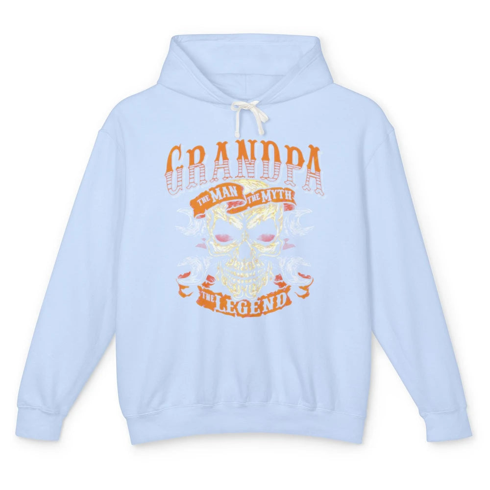 Father's Day Grandpa The Man The Myth The Legend Skull Unisex Lightweight Hoodie