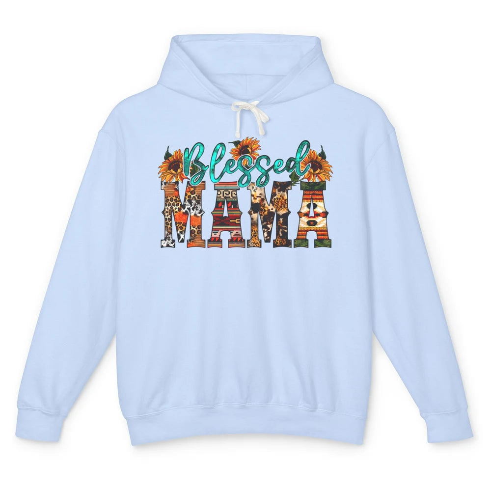 Leopard Sunflower Blessed Mama Western Mama Mothers Day Unisex Lightweight Hoodie