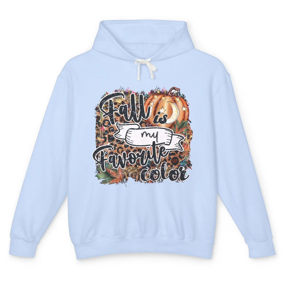 Retro Pumpkin Fall Is My Favorite Color Leopard Autumn Gift Unisex Lightweight Hoodie