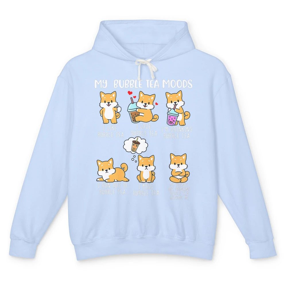 Funny Shiba Inu Bubble Tea Mood Dog Kawaii Cute Puppy Anime Unisex Lightweight Hoodie