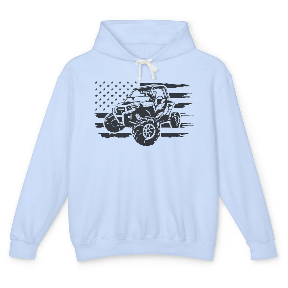 Retro US Flag ATV Side By Side Rider UTV Offroad SXS Life Unisex Lightweight Hoodie