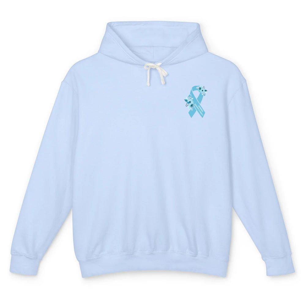 Adrenal Insufficiency Awareness Floral Light Blue Ribbon Unisex Lightweight Hoodie