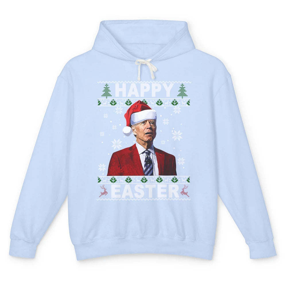 Funny Biden Santa Hat Happy Easter Anti Biden Christmas Unisex Lightweight Hoodie