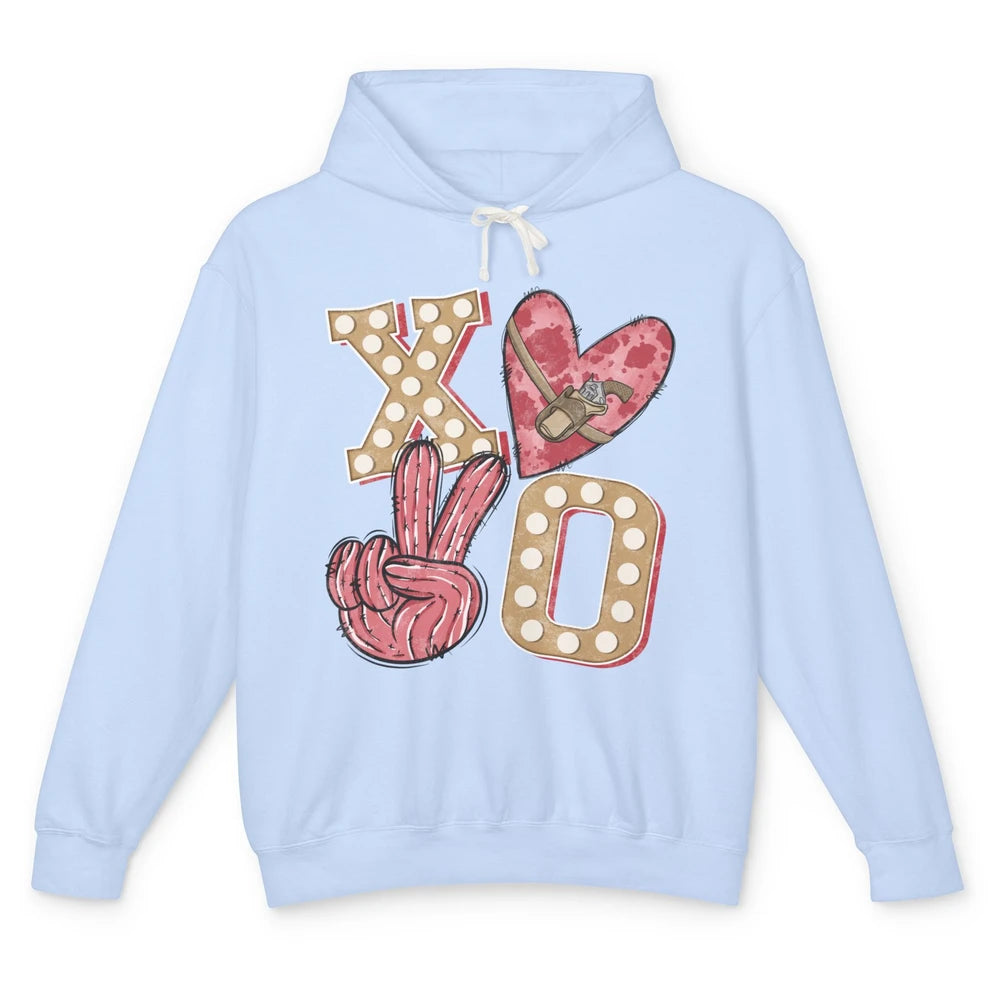 XOXO Hugs And Kisses Leopard Heart Cowboy Love Rodeo Western Country Unisex Lightweight Hoodie