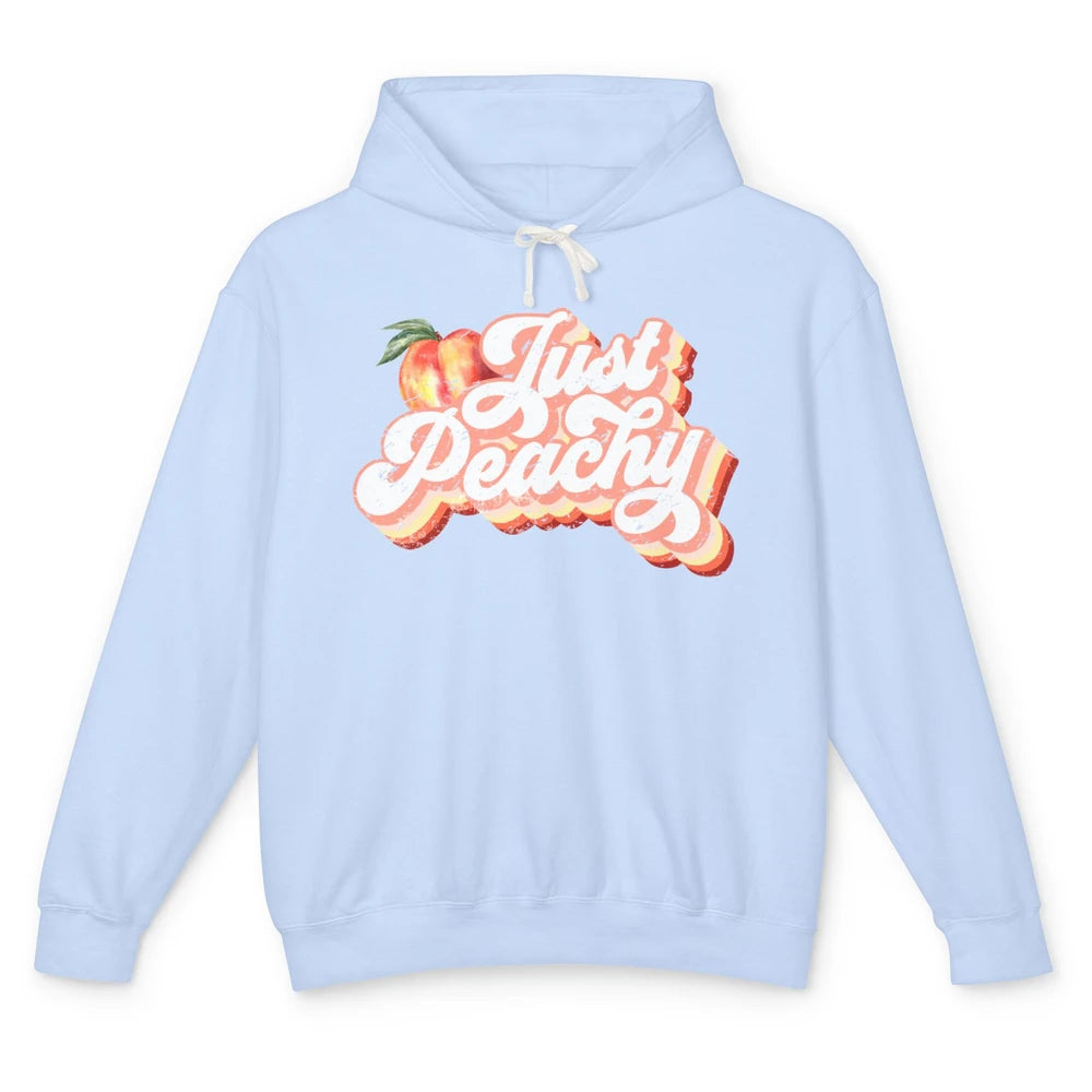 Just Peachy Retro 70s Georgia Peaches Summer Fruit Unisex Lightweight Hoodie