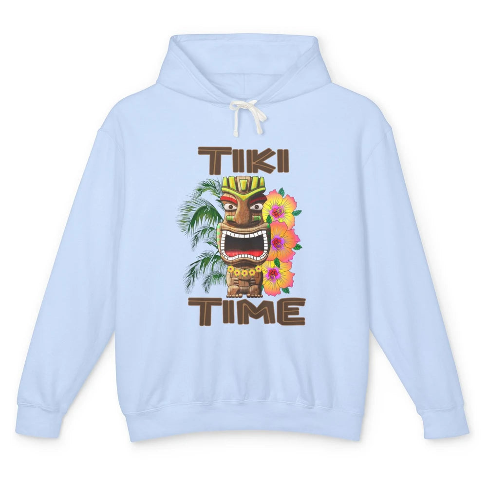 Aloha Flower Luau Tiki Time Hawaii Palm Tree Paradise Beach Unisex Lightweight Hoodie