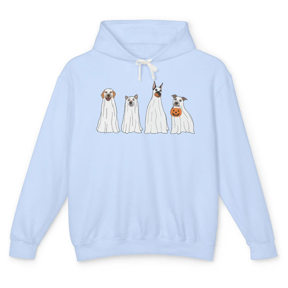 Halloween Dog Ghost Pumpkin Spooky Season Funny Dog Lovers Unisex Lightweight Hoodie