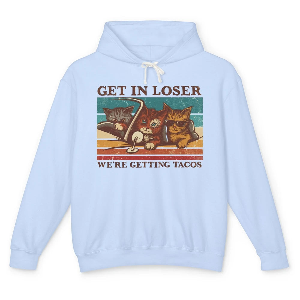 Funny Orange Cats Get Loser Getting Tacos Retro Riding Car Unisex Lightweight Hoodie