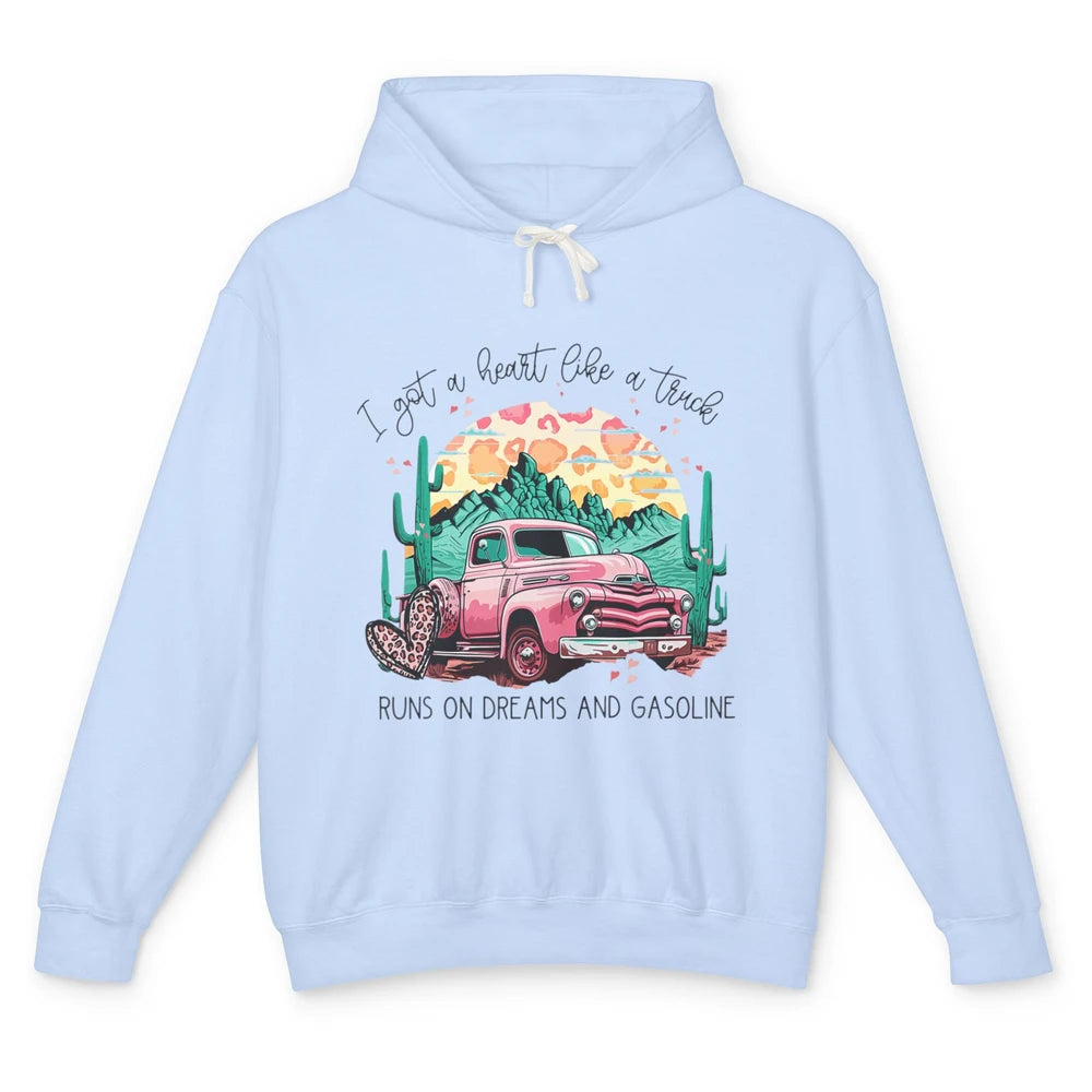 Western Sunset Cowgirl I Got Heart Like Truck Rodeo Cactus Unisex Lightweight Hoodie