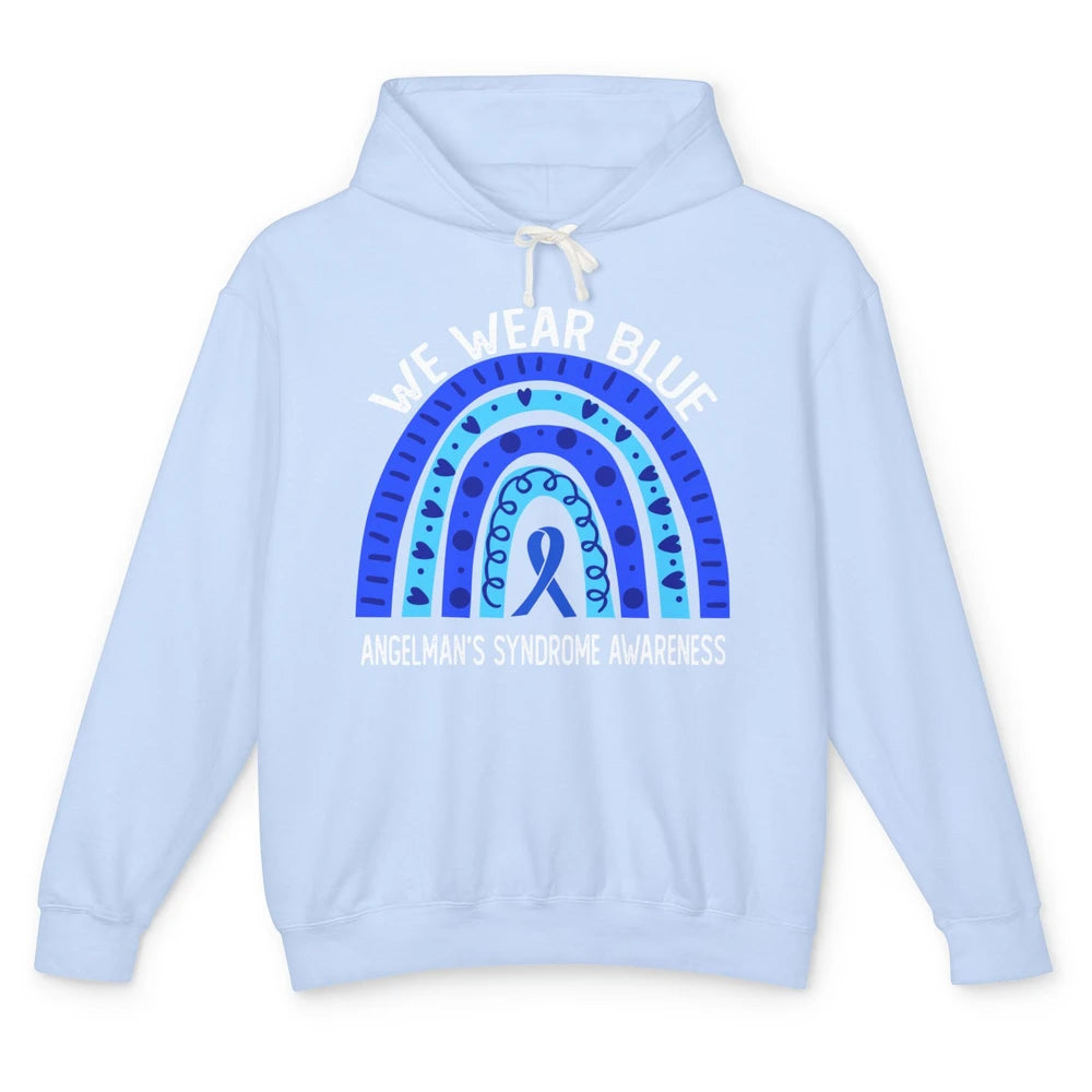 We Wear Blue For Angelman's Syndrome Blue Ribbon Rainbow Unisex Lightweight Hoodie