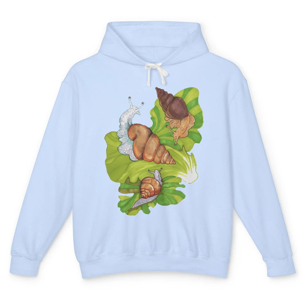 Cool Snail Shell Happy Snails On Leaf Life Watercolor Animal Unisex Lightweight Hoodie