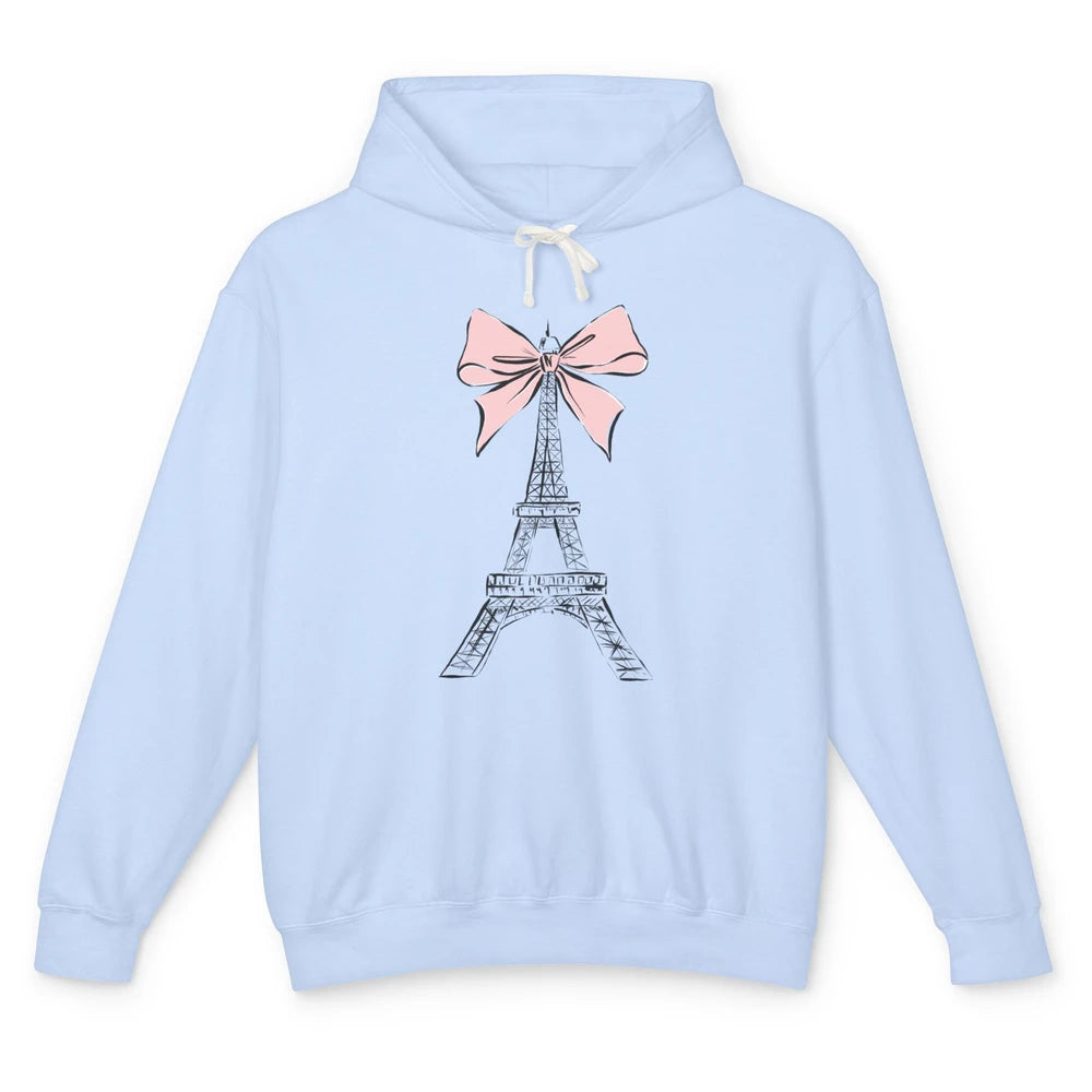 Voyager Floral Eiffel Tower Minimal Paris France Travel Girl Unisex Lightweight Hoodie