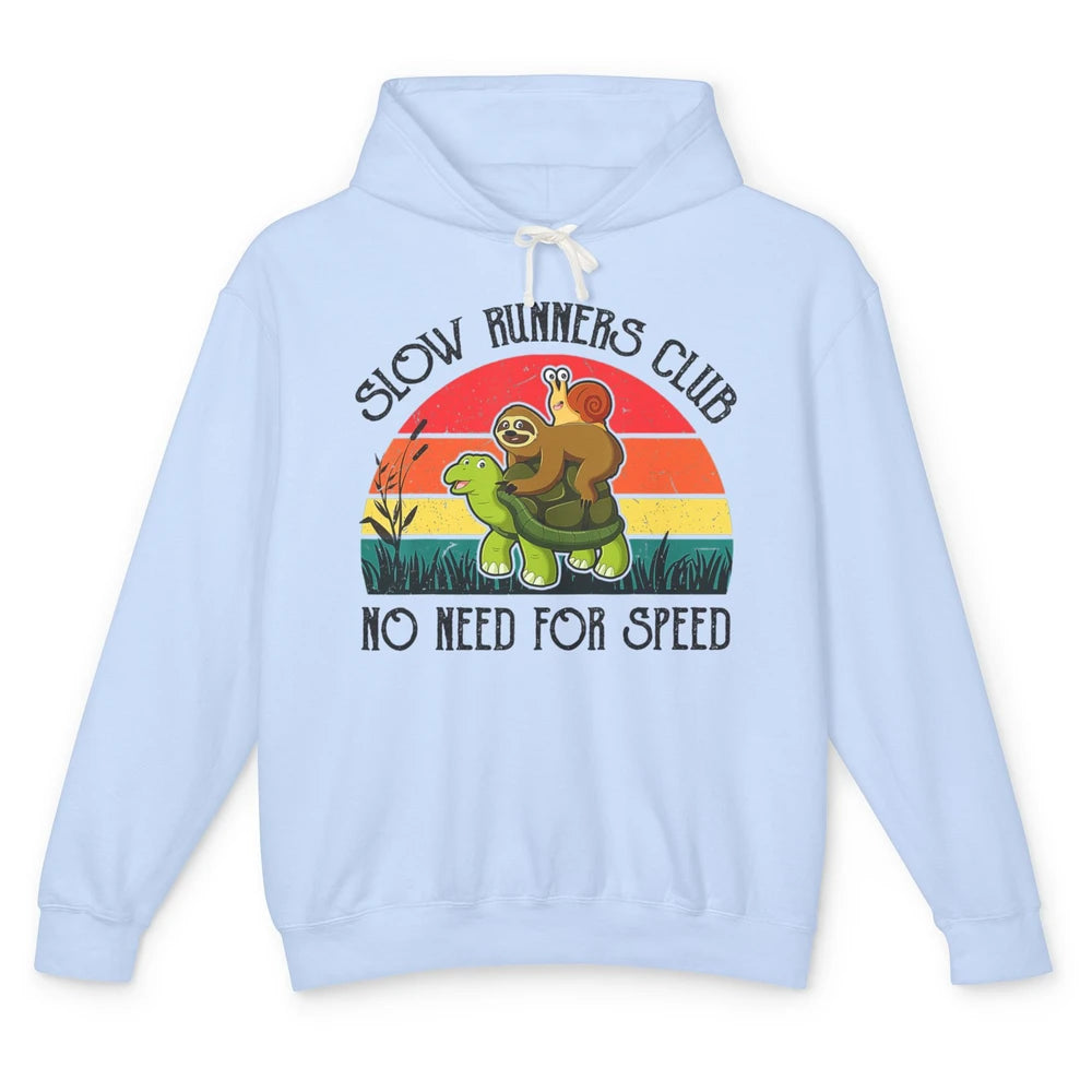 Funny Slow Runners Club Snail Riding Turtle Pun Animal Snail Unisex Lightweight Hoodie