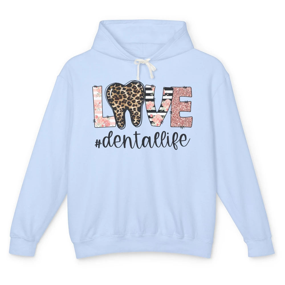 Leopard Teeth Love Dental Life Dental Hygienist Dentistry Unisex Lightweight Hoodie