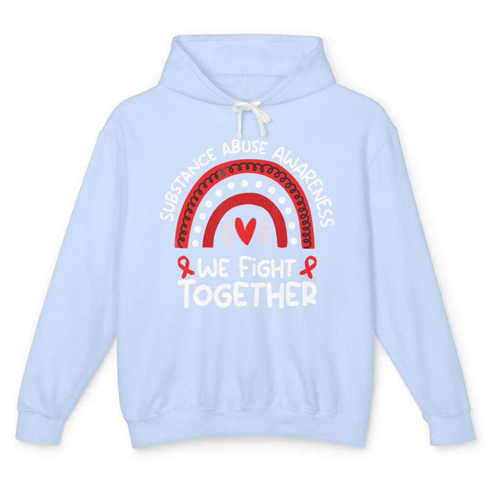 Fight Together Red Rainbow Leopard Substance Abuse Awareness Unisex Lightweight Hoodie