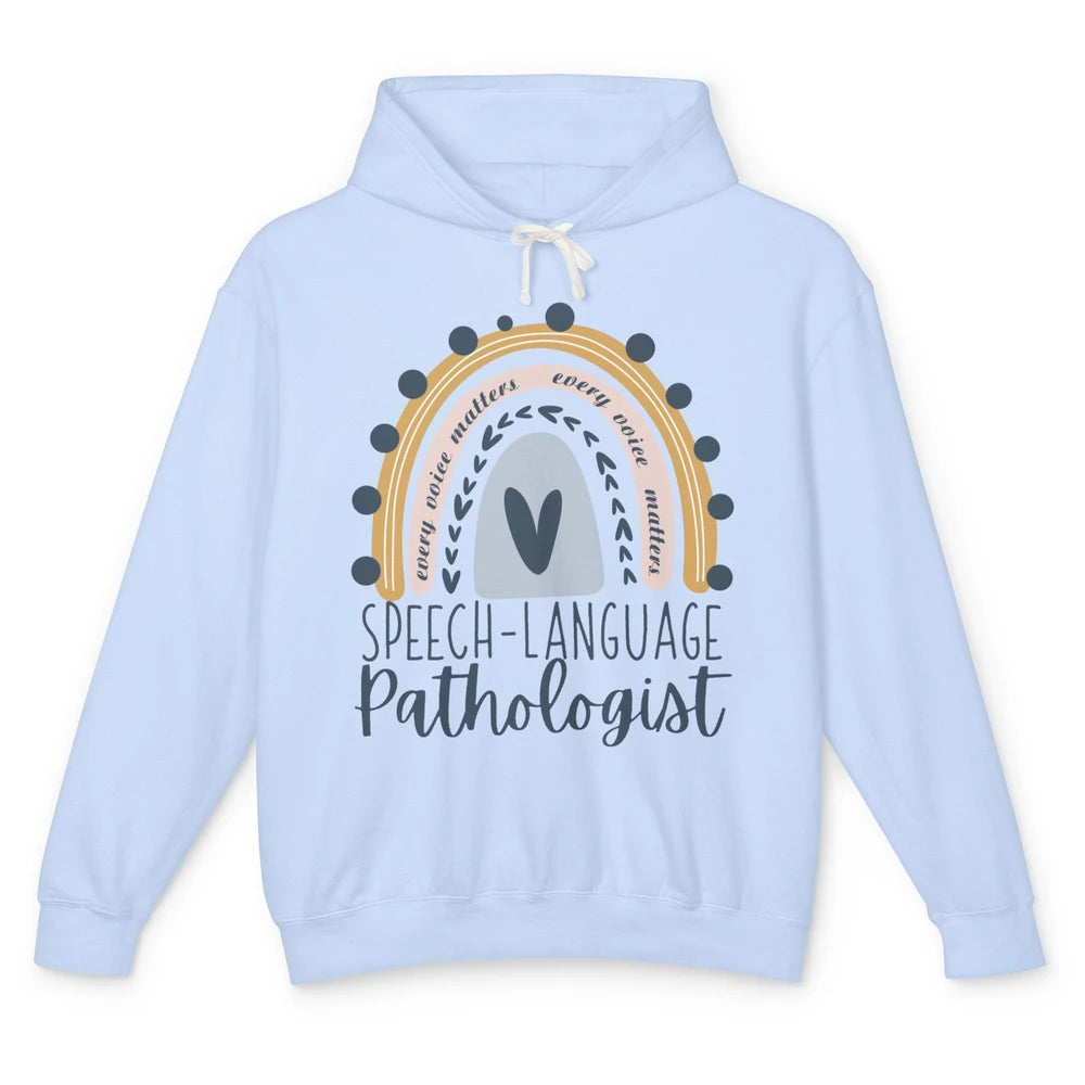 Speech Language Pathologist Every Voice Matters Rainbow SLP Unisex Lightweight Hoodie