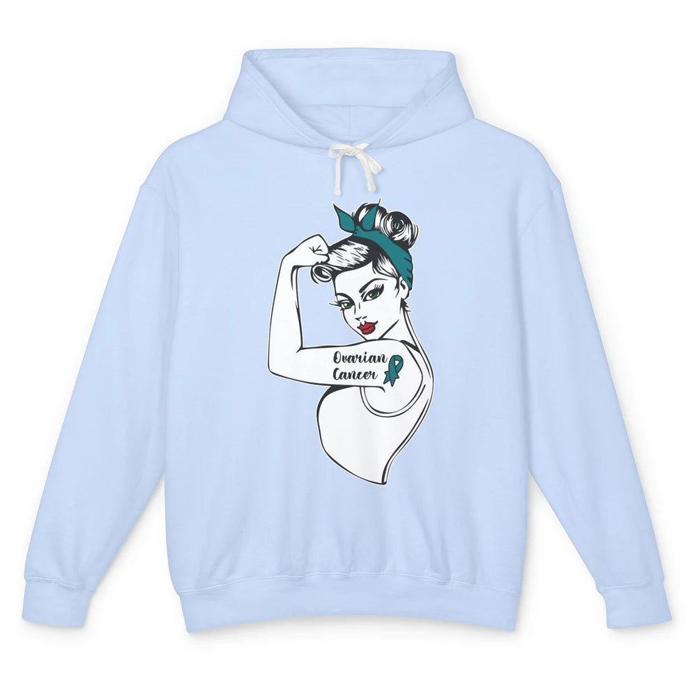 Ovarian Cancer Girl Power Women Bandana Cancer Warrior Unisex Lightweight Hoodie