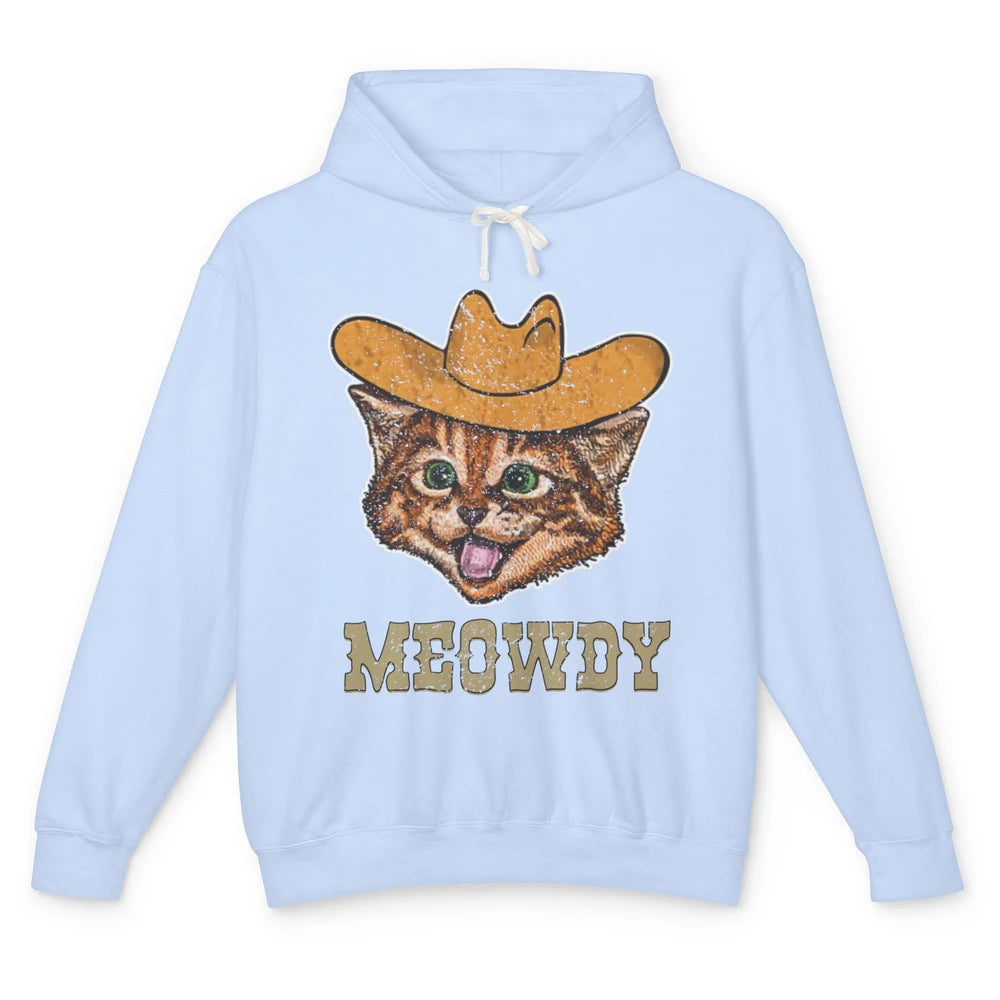 Funny Retro Cat Cowboy Meowdy Western Country Cat Lovers Unisex Lightweight Hoodie