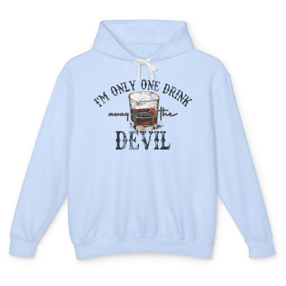 Retro Whiskey I'm Only One Drink Away From The Devil Western Unisex Lightweight Hoodie