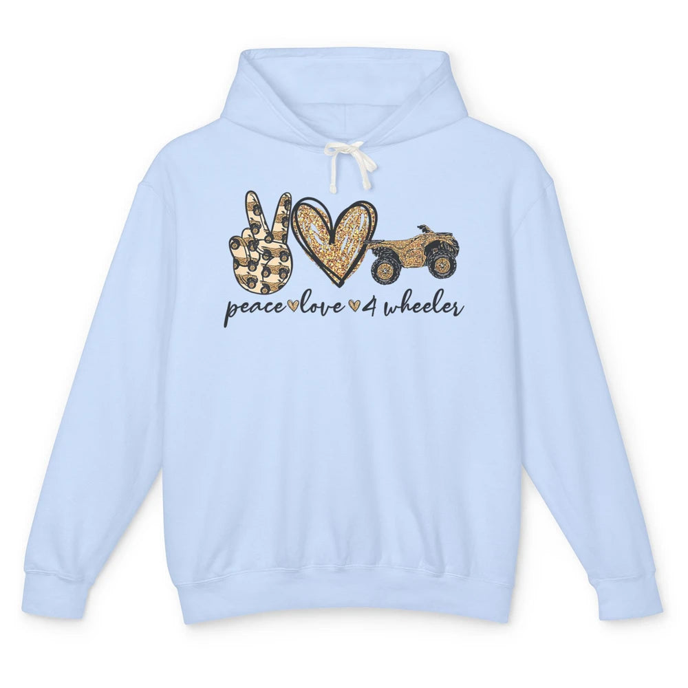 Peace Love 4 Wheeler Bikes ATV SXS Life Rider Offroad Heart Unisex Lightweight Hoodie