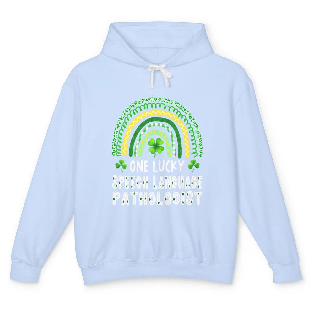 Lucky Speech Language Pathologist SLP Rainbow St Patrick Day Unisex Lightweight Hoodie