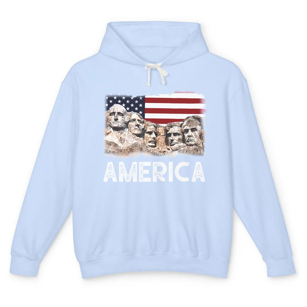 Trump US Presidents 45th Rushmore Mount US Flag 4Th Of July Unisex Lightweight Hoodie