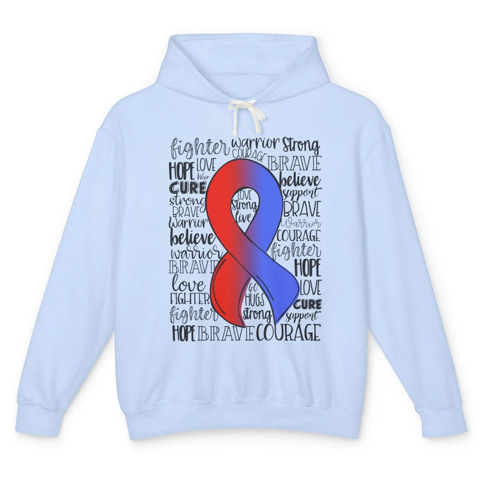 Hypoplastic Left Heart Syndrome Red Blue Ribbon Hope Love Unisex Lightweight Hoodie