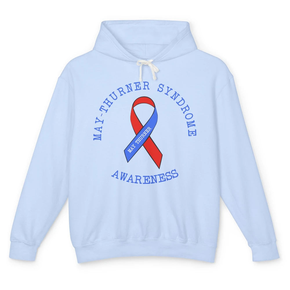 May-thurner Syndrome Awareness Red Blue Ribbon Rainbow Unisex Lightweight Hoodie